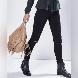 Rebecca Minkoff Mid Rise‎ Thompson Black Skinny Distressed Jeans NWOT Size 25